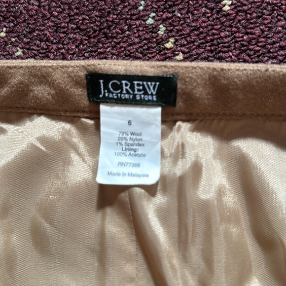 J. Crew tan wool business casual office  work mini skirt 6 - Picture 4 of 8